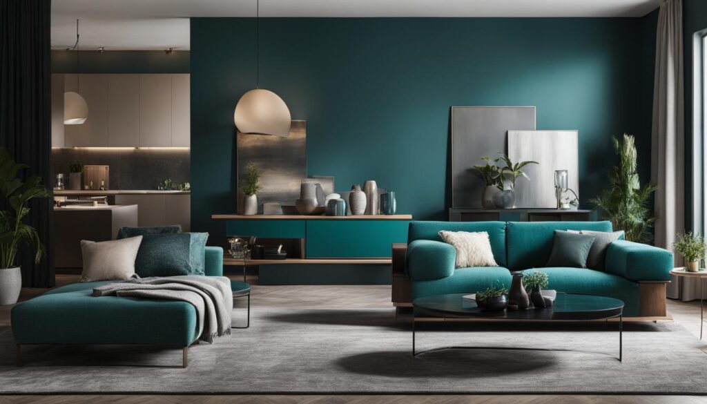 Petrol Farbe im Wohnzimmer